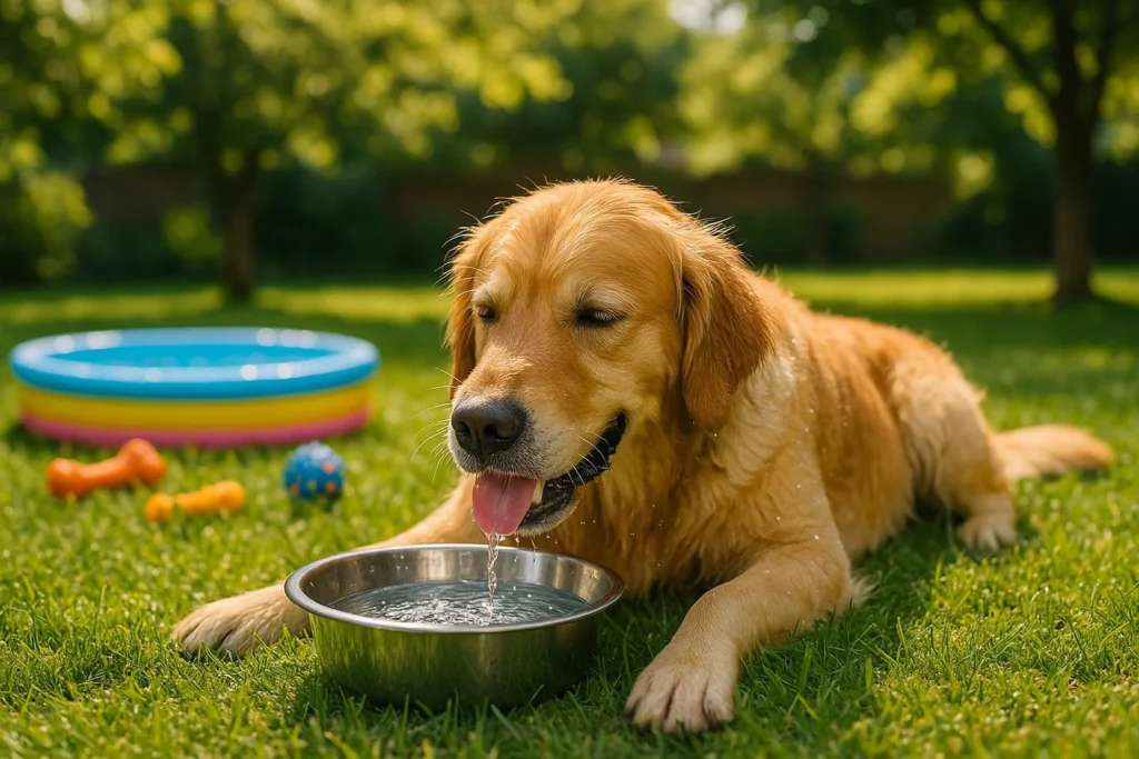 Dog resting safely in hot weather